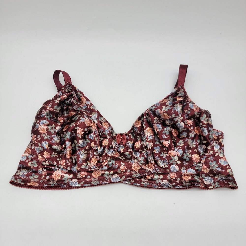 Sopre Bra Lingerie Vintage Floral Wire Free Bra 80's Fashion‎ Bug 44C